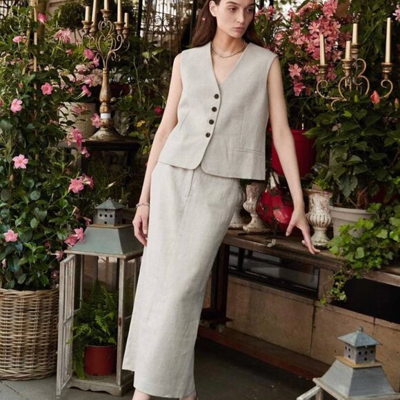 Oat Linen Maxi Skirt - Picture 1 of 4